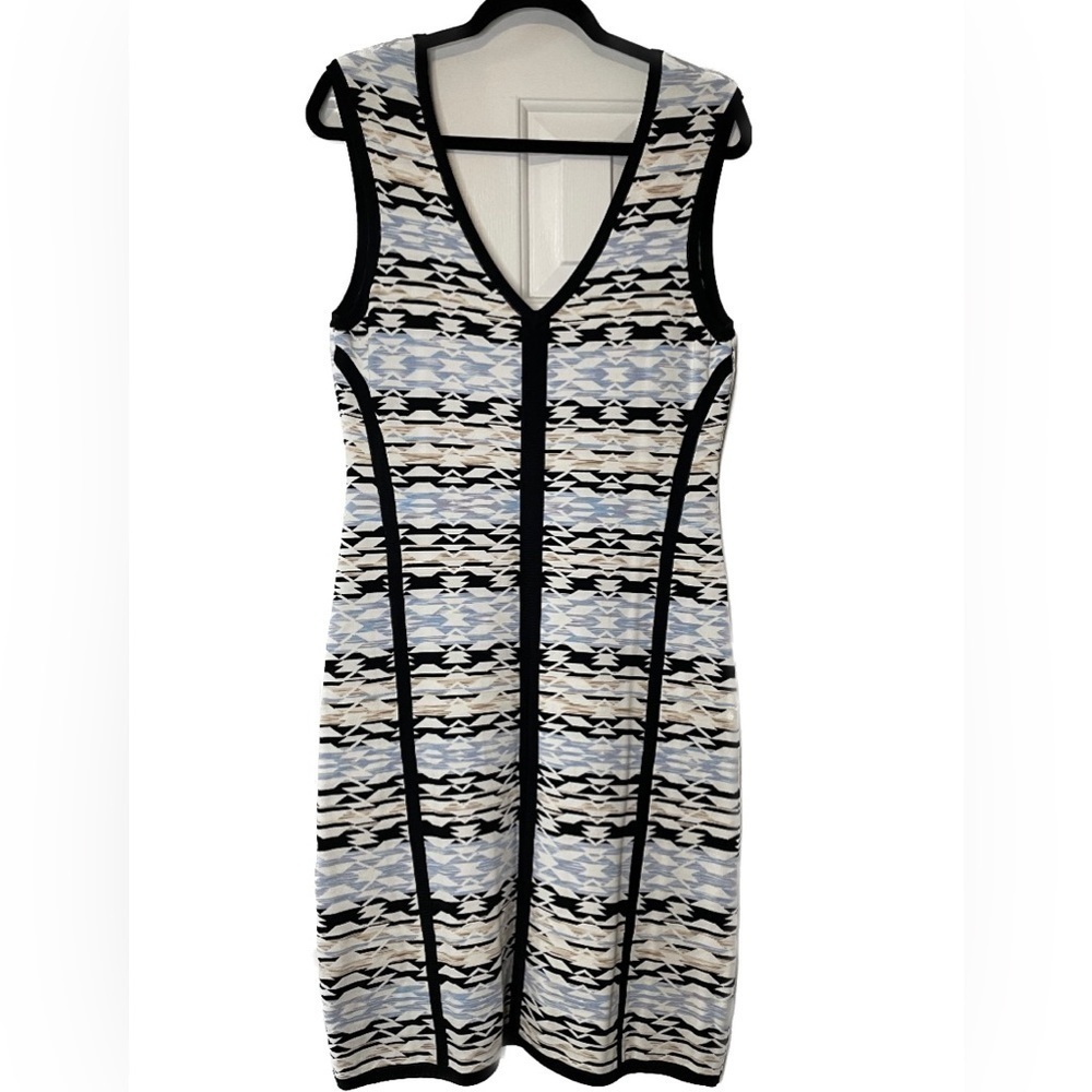Nanette Lepore Printed Solid Trim Knit Tank Dress Size Medium